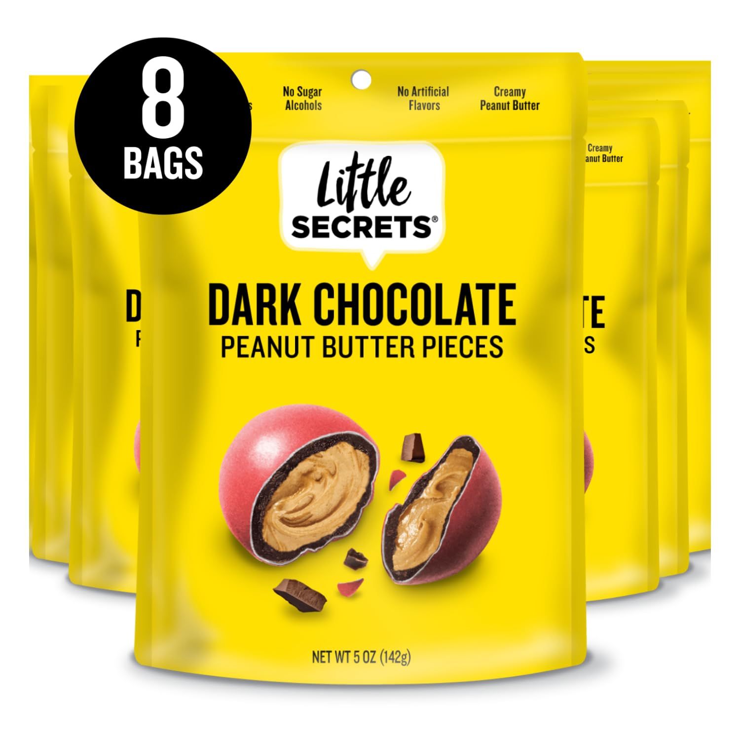 Little Secrets Dark Chocolate Peanut Butter Pieces | Guilt-Free | Colors from Natural Sources | 5oz Resealable Bags