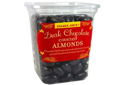 Trader Joe&#39;s Dark Chocolate Almonds Crunchy California Almonds Drenched in Rich Dark Chocolate no gluten or sodium, 2 Pack