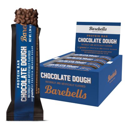 Barebells Protein Bars Chocolate Dough with 1g of Total Sugars - 12 Count, 1.9oz Bars - Snacks with 20g of High Protein - On The Go Protein Snack &amp; Breakfast Bars