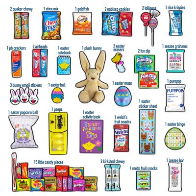 Easter Care Package (50ct) - Candy Snacks Treats Plush Bunny Chocolate Cookies Gift Box Bundle Basket Fillers Stuffers Present Kids Adults Boys Girls College Student Child Grandchildren Toddlers