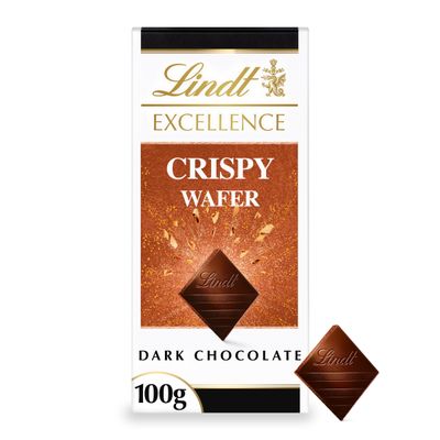 Lindt Excellence Dark Chocolate Crispy Wafer Bar, 100g