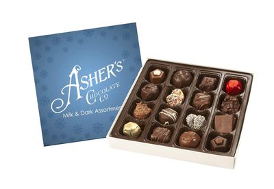 Asher's Chocolates, Milk and Dark Chocolate Assortment, Small Batches of Kosher Chocolate, Family Owned Since 1892, Assorted Chocolate Gift Sets, Holiday Edition (7oz, Snowflake Set)