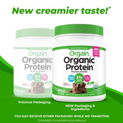 Orgain Organic Vegan Protein Powder, Creamy Chocolate Fudge - 21g Plant Protein, 7g Prebiotic Fiber, No Lactose Ingredients, No Added Sugar, Non-GMO, Shakes &amp; Smoothies, 1.02 lb (Packaging May Vary)