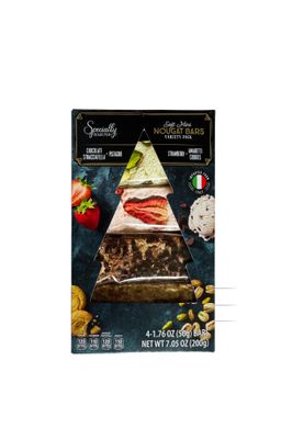 Specially Selected Soft Mini Nougat Bars 4 Variety Pack: Chocolate Stracciatella, Pistachio, Strawberry, Amaretto cookies - Imported from Italy