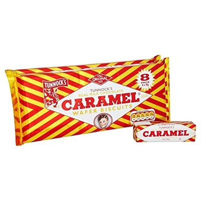Tunnock&#39;s Milk Chocolate Caramel Wafers 8 x 30g (Pack of 2)