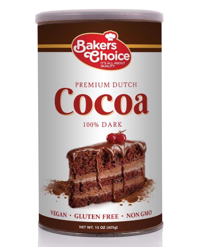 Baker&#39;s Choice Dark Chocolate Cocoa Powder - Premium Dutch Cocoa Powder - 15 oz Can - Dairy Free Kosher - Bakers Choice, Brown