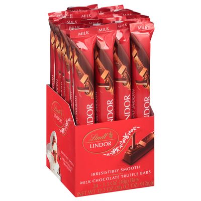 Lindt LINDOR Milk Chocolate Truffle Bar, Chocolate Candy Bar with Smooth Center, 1.3 oz. (24 Pack)