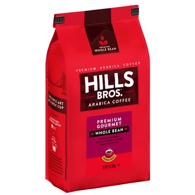 Hills Bros. Gourmet Whole Bean Coffee Medium Roast - Arabica Coffee Beans - Smooth Full-Bodied Medium Blend Coffee With Subtle Chocolate Notes (24 Oz. Bag)