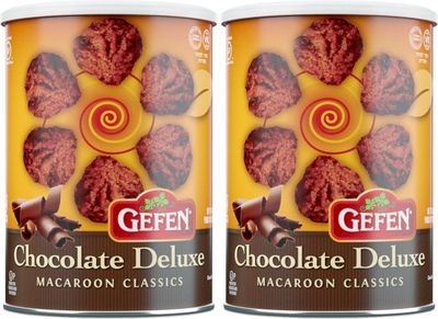 Gefen Chocolate Macaroons, 10 Ounce (2 Pack) | Resealable Canister, Certified Gluten Free, Kosher for Passover