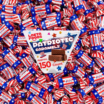 Patriotic Caramels Candy Chocolate Flavor, Election Day Treats, USA Flag Colors (2 Pound Bag - Approx. 150 Count)