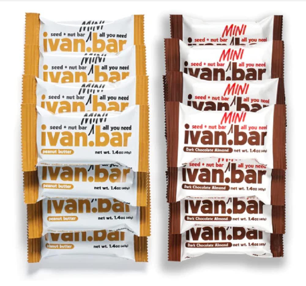 ivan.bar Protein Packed Energy Snack Bar | Provides Healthy Energy | Vegan, All Natural Ingredients | Soy, Dairy &amp; Gluten Free (Dark Chocolate/Peanut Butter Combo, 1.4 Ounce (Pack of 24 Bars))