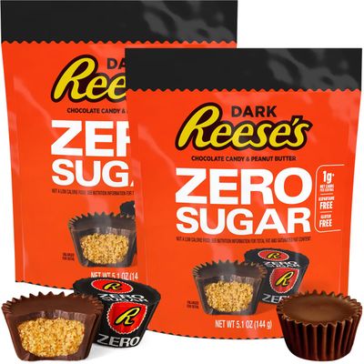 Zero Sugar Peanut Butter Cups, Sugar Free Peanut Butter Cups, Delicious Dark Chocolate Reese&#39;sPeanut Butter Cups, Perfect Sugar Free Reese Treats. 2 Bags, Each Bag 5.1oz.