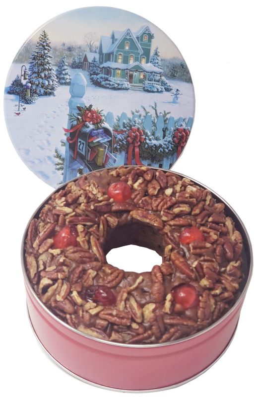 Jane Parker Fruit Cake Chocolate Fruitcake 2 Pound (32 Ounce) Ring in a Collectible Decorative Holiday Tin-Holiday Cake-Christmas Cake-The Best Fruitcake You Can Buy