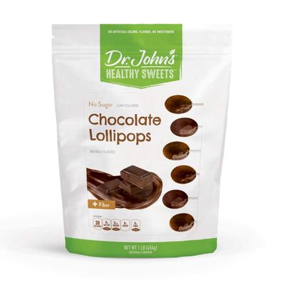 Dr. Johns Sugar Free Candy, Healthy Lollipops with Zero Sugar, Low Calorie Snacks, Keto Friendly Hard Candy Sweets, Chocolate Oval, 60 Count, 1 LB