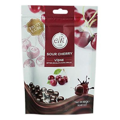 ELIT Dark Chocolate Covered Sour Cherry Dragee - 1 Pack