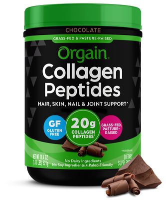 Orgain Hydrolyzed Collagen Peptides Powder For Women &amp; Men, Chocolate, 20g Grass Fed Collagen - Hair, Skin, Nail, &amp; Joint Support Supplement, Paleo &amp; Keto, Non-GMO, Type I and III, 1lb