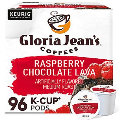 Gloria Jean&#39;s Raspberry Chocolate Lava Keurig Single-Serve K-Cup Pods, Medium Roast Coffee, 96 Count