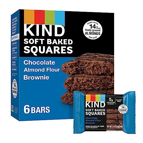 KIND Soft Baked Squares, Chocolate Almond Flour Brownies, Healthy Snacks, Good Source of Fiber, Gluten Free, 5g Protein, 6 Count
