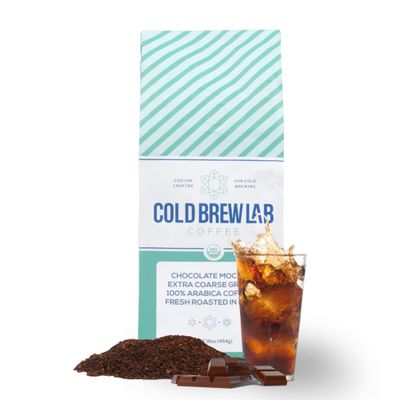 Cold Brew Organic Coarse Ground Flavored Coffee, Chocolate Mocha Flavor, Dark Roast, Colombian Supremo, Coarse Grind for Cold Brew Coffee &amp; French Press, 1 LB