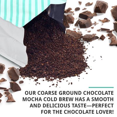 Cold Brew Organic Coarse Ground Flavored Coffee, Chocolate Mocha Flavor, Dark Roast, Colombian Supremo, Coarse Grind for Cold Brew Coffee &amp; French Press, 1 LB