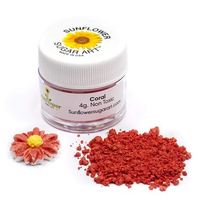 Coral Red Edible Luster Dust | 6 Grams Food Grade Cake Dust Shimmer Powdered, Edible Metallic Powder Food Coloring for Cake Decorating, Chocolates, Fondant, Drinks, Painting, Vegan