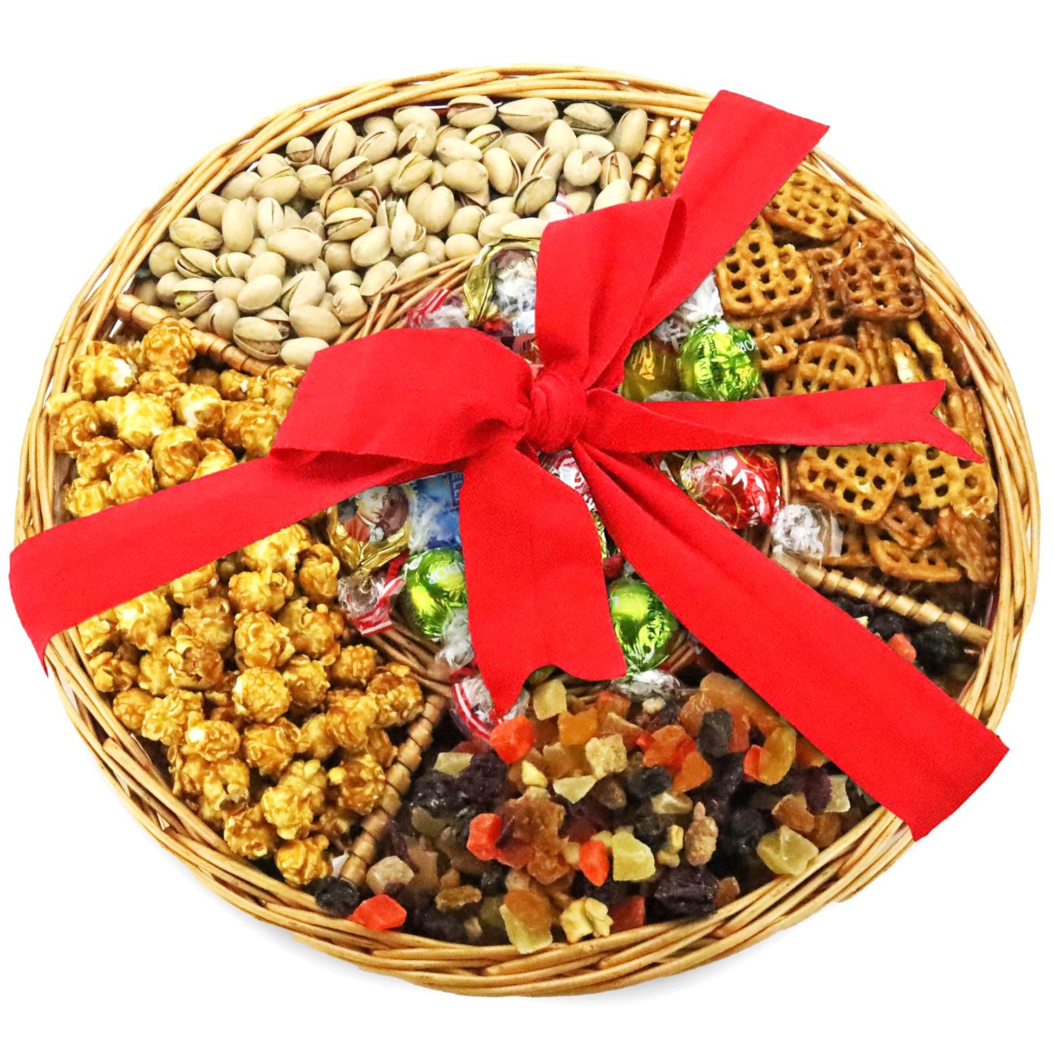 Eva&#39;s Gift Universe, Snack&amp;Nut Gift Tray, Caramel Popcorn, California Pistachios, Pretzel, Mini Fruit Snack with Assortment Chocolate Variety Gifts for Kids, Mom, Dad, Friends Everyone