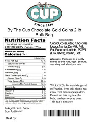 By The Cup Milk Chocolate Gold Coins, 2 lb Bulk Bag (Approximately 120 Coins)