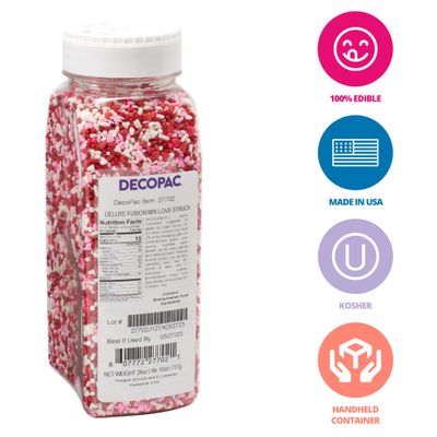 DecoPac Love Struck Fusion Mix Sprinkles, 26oz, Shaped Candy Sprinkles in Handheld Container, Edible Decorations For Valentines & Anniversary Celebration Cakes, Cupcakes, Cookies and Donuts