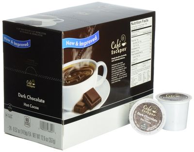 Caf Escapes Hot Cocoa, Dark Chocolate, 24 Count