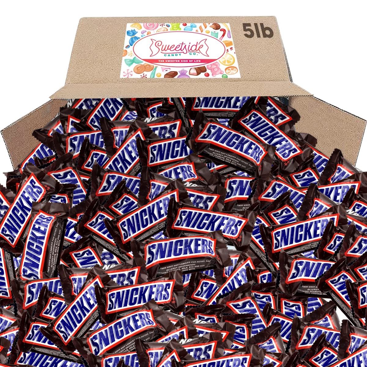 Snickers Candy Bars - Bag of Snickers Fun Size Easter Candy Bars - Individually Wrapped Snickers Bars - Bulk Candy, Valentine&#39;s Candy, Halloween, Birthday Party Favors (5 LBS)