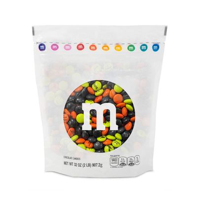 M&amp;MS Pre-Printed Halloween Candy - 2lbs of Bulk Candy in Resealable Pack for Halloween Party, Trick or Treat Favor, Halloween Dessert Decorations, Tasty Snacks for DIY Party