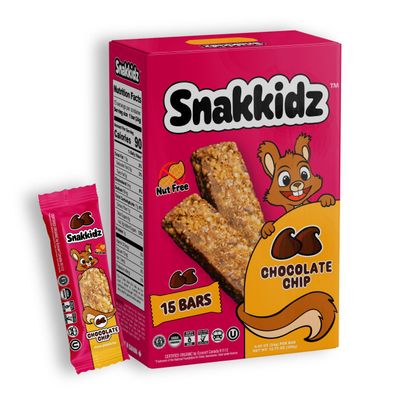 Snakkidz Organic Chewy Granola Bar, 45 Count (0.85oz Each), Nut and Allergen Free, Low Sugar, Made with Avocado Oil (45 Bars, Chocolate Chip)