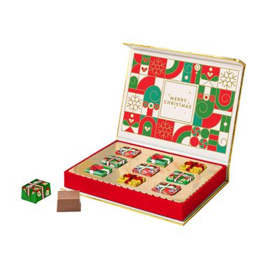 Christmas Gift, Holiday Chocolate Card Gift Box, 9 Individually Wrapped Chocolates, Food Sweets Candy Gift, Stocking Stuffer for Men, Women, Children, Bonnie and Pop