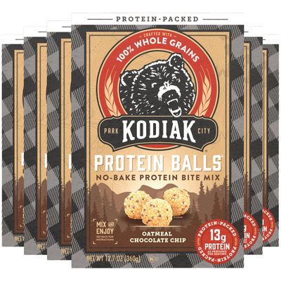 Kodiak Cakes Oatmeal Protein Ball Mix, Chocolate Chip, High Protein, 100% Whole Grains, (Pack of 6)