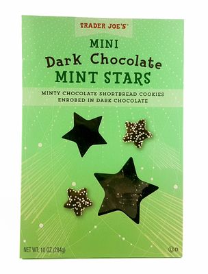 Trader Joe&#39;s Dark Chocolate Mint Stars Chocolate Shortbread Cookies 10 Oz.