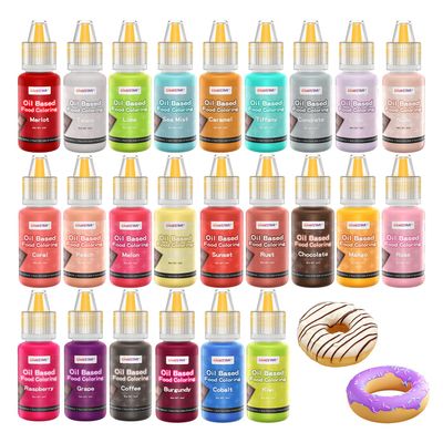 Cakestar Oil Based Food Coloring for Chocolate, 24 Upgraded Food Coloring Set for Cake Decorating, Baking, Edible Oil Food Dye for Butter, Cookies, Fondant(.20 fl.oz/bottle)