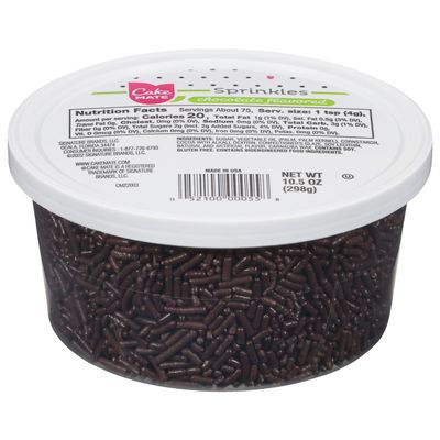 Cake Mate Chocolate Sprinkles - Dessert Sprinkles for Ice Cream, Cookies, and Brownies, 10.5 oz Tub (Chocolate Jimmies)
