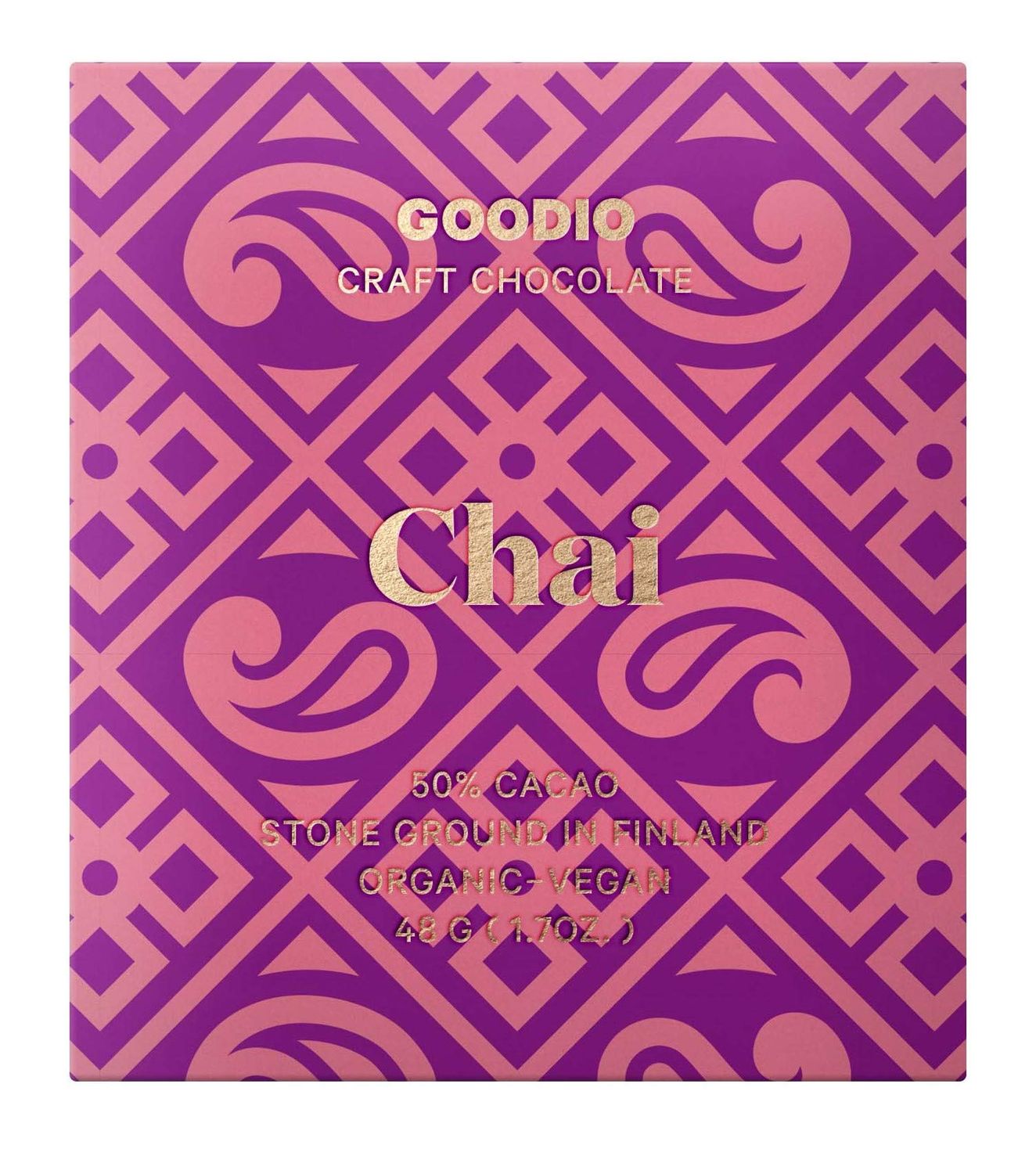 Goodio Organic Chocolate Bar, Chai 50%, 1.7 Ounce, Vegan, Gluten-free, Soy-Free, non-GMO