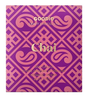Goodio Organic Chocolate Bar, Chai 50%, 1.7 Ounce, Vegan, Gluten-free, Soy-Free, non-GMO