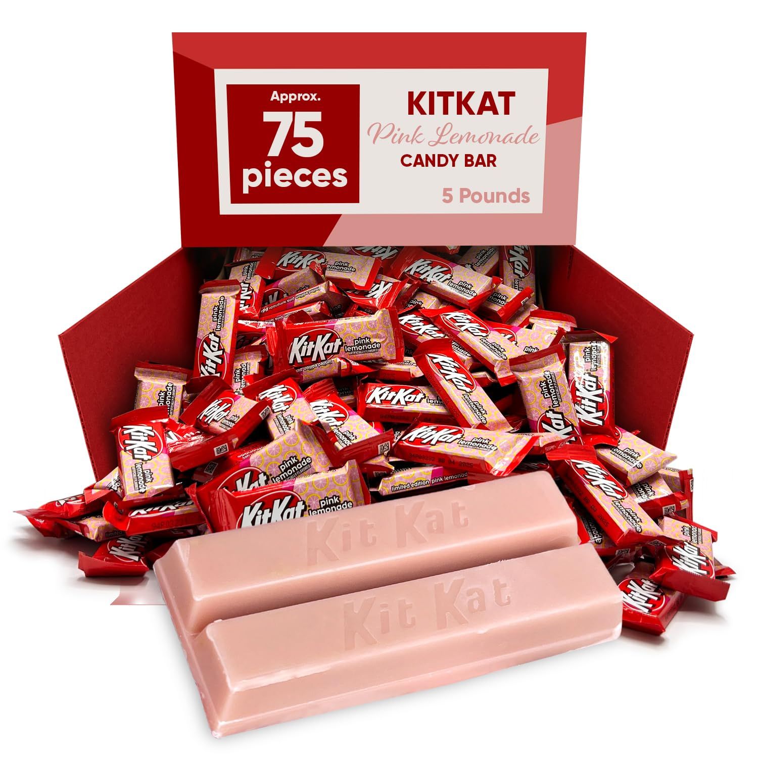 Pink Lemonade Crisp Wafers 5 Pounds Approx 75 Pieces - Candy Bars Pink Candy Chocolate Bars - Chocolate Candy Bars Limited Edition Flavor - Individually Wrapped Pink Snacks - Chocolate Wafers Bulk