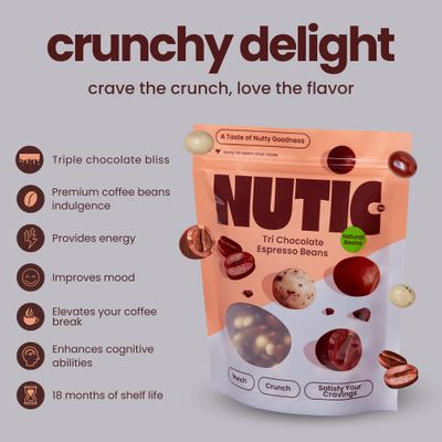 Nutic Chocolate Covered Espresso Beans - 2LB, Assortment of White, Milk &amp; Dark Chocolate Coffee Beans - Bulk Espresso Candy for Rich Coffee Indulgence - (Pack of 1)