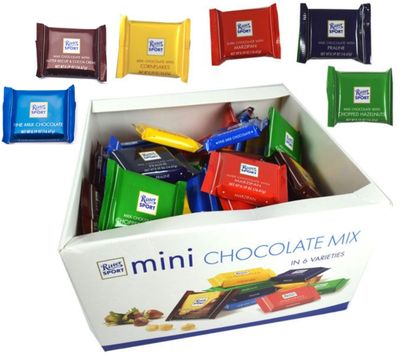 Ritter Sport Mini Chocolate Bars, Assorted Flavors Colorful Variety, 0.59 ounce, 84 Count, 100% Certified Sustainable Cocoa