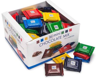 Ritter Sport Mini Chocolate Bars, Assorted Flavors Colorful Variety, 0.59 ounce, 84 Count, 100% Certified Sustainable Cocoa