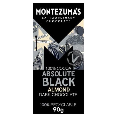 Montezuma&#39;s Absolute Black Chocolate With Almonds 90g (Pack of 2)