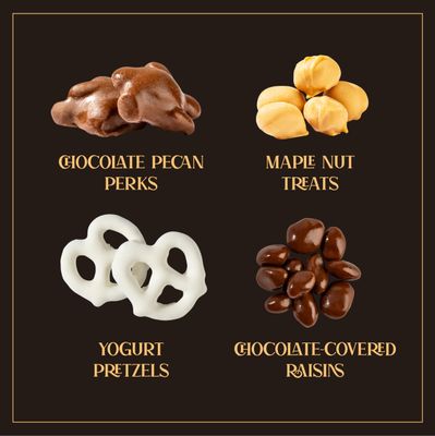 Christmas Gourmet Chocolate Gift Platter - Assorted Treats with Chocolate Pecan, Maple Nuts, Yogurt Pretzels & Chocolate Raisins - Perfect Holiday, Birthday & Corporate Gift Box