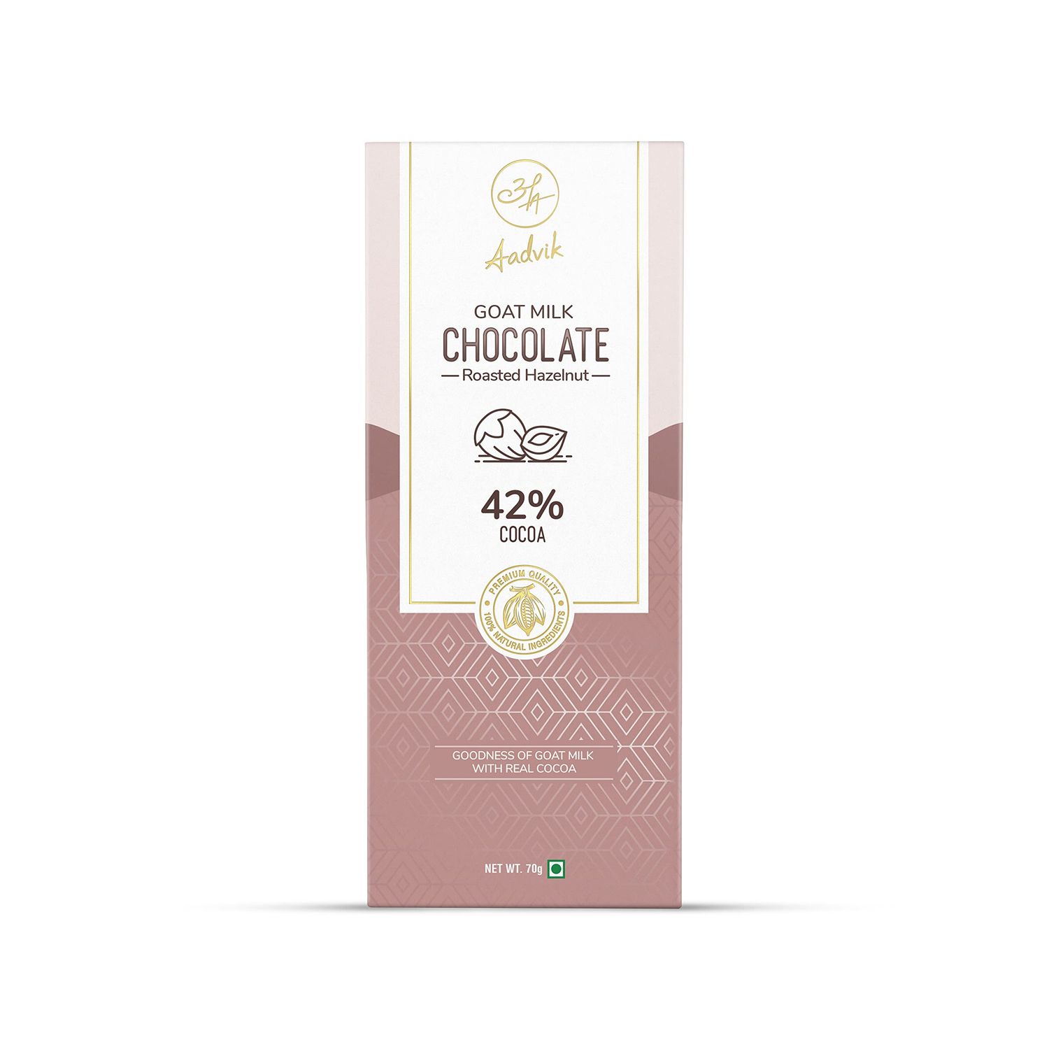 Aadvik Goat Milk Chocolate | Roasted Hazelnut | 100% Natural &amp; Premium Ingredients | 2.46 Oz