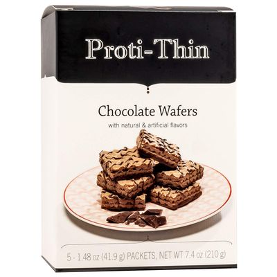 Proti-Thin High Protein Chocolate Wafer Squares, 15g Protein, Low Calorie, Low Sugar, Aspartame Free, Diet Wafer Bars, Healthy Snack, 2 Wafers per Serving, 5 Count Box