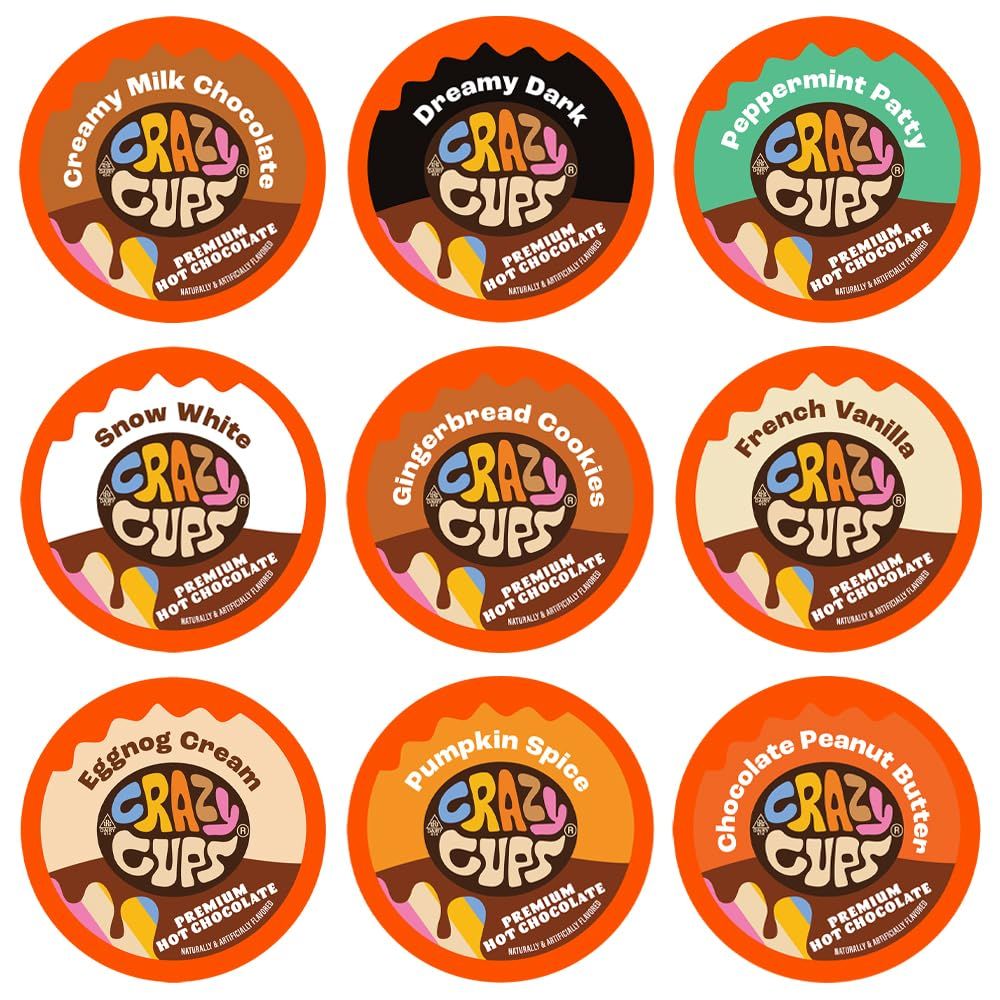 Crazy Cups Seasonal Premium Hot Chocolate Single Serve Cups for Keurig K Cup Brewers Variety Pack Sampler, 20 Count