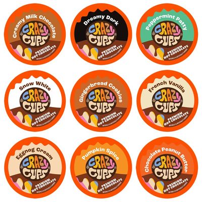 Crazy Cups Seasonal Premium Hot Chocolate Single Serve Cups for Keurig K Cup Brewers Variety Pack Sampler, 20 Count