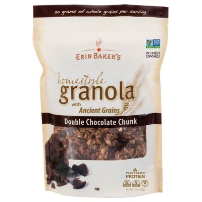 Erin Baker&#39;s Homestyle Granola - Double Chocolate, Ancient Grains, Vegan, Non-GMO Cereal - 12 Ounce, 6-Pack - 00507